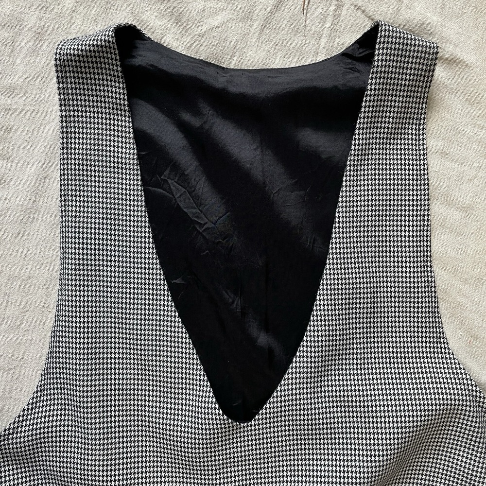 Michele VTG 90s Houndstooth Jumper Overall Dress Sz 6 Sleeveless Academia - Picture 4 of 12
